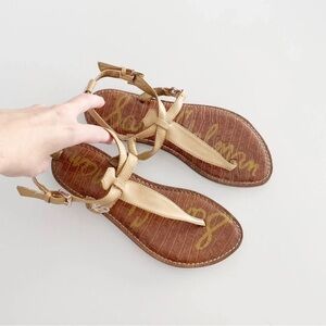 Sam Edelman Gold and Tan Strappy Sandals